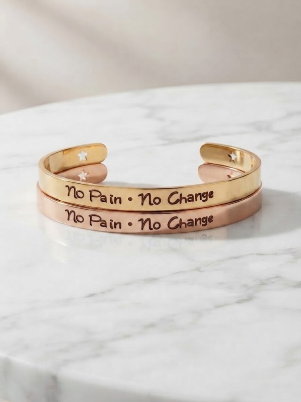 No Pain No Gain 2 Piece Motivational Bracelet Set